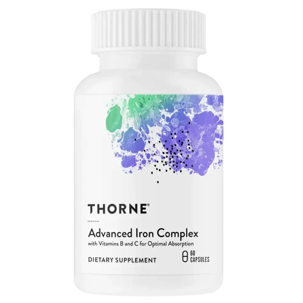 Thorne Advanced Iron Complex with vitamins B and C, 60 capsules – front of bottle
