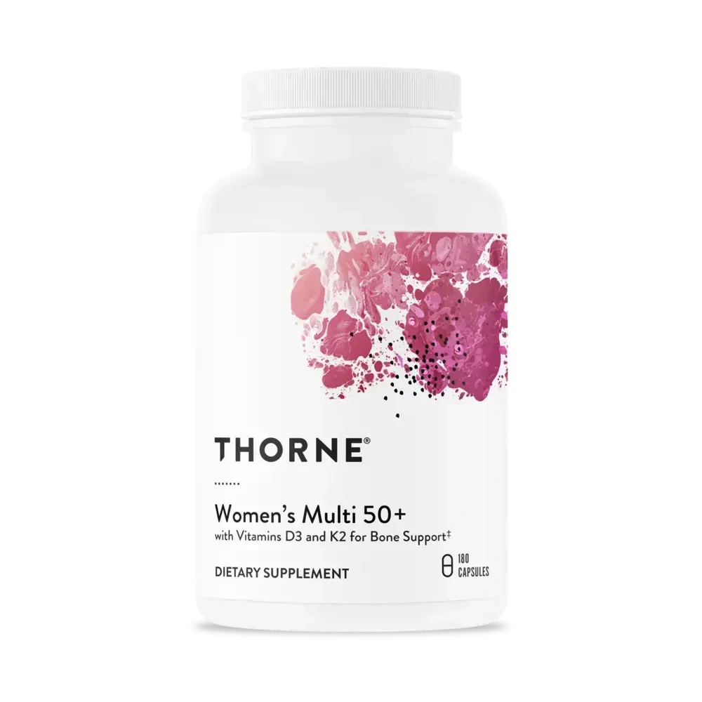 Thorne Women's Multi 50+ multivitamin for women over 50, 180 capsules – front of bottle