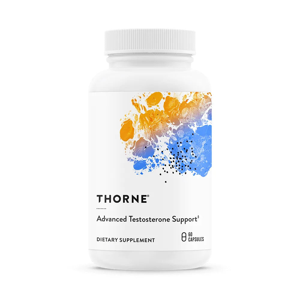 Thorne Advanced Testosterone Support supplement, 60 capsules – front of bottle