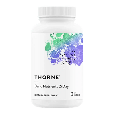 Thorne Basic Nutrients 2/Day daily multivitamin, 60 capsules – front of bottle