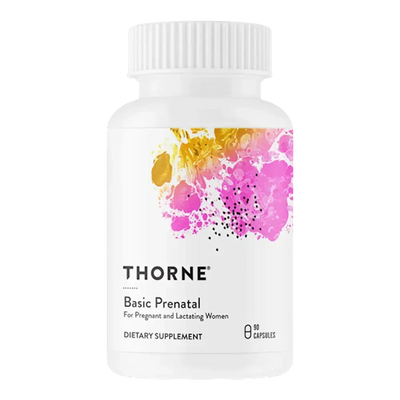 Thorne Basic Prenatal multivitamin with active folate, 90 capsules – front of bottle