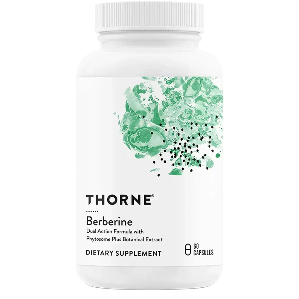 Thorne Berberine dual-action blood sugar support supplement, 60 capsules – front of bottle