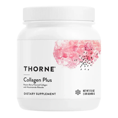 Thorne Collagen Plus Passion Berry collagen peptides powder, 30 servings – front of jar
