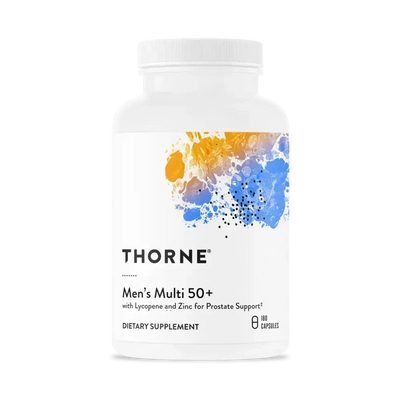 Thorne Men's Multi 50+ multivitamin for men over 50, 180 capsules – front of bottle
